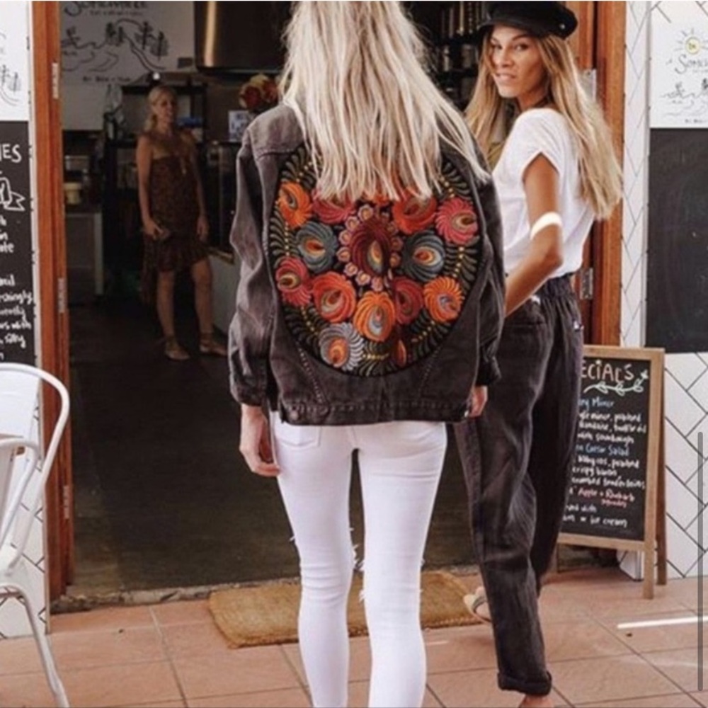 5 Star Rated New Bohemian Embroidered Denim Jean Jacket - Picture 5 of 17